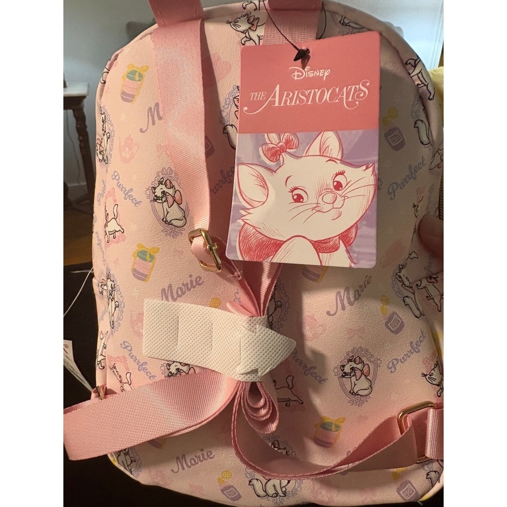 Disney The Aristocats Marie Mini Backpack Pink Purrfect All Over Print NWT - Picture 2 of 5